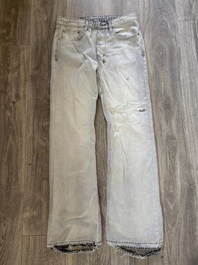 Ksubi Light Gray Denim Patch Pocket Jeans with Black Graphic Tag